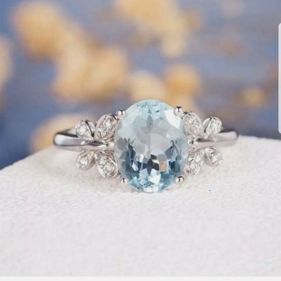 Jewelry - **New silver toned sky blue cubic Zirconia ring